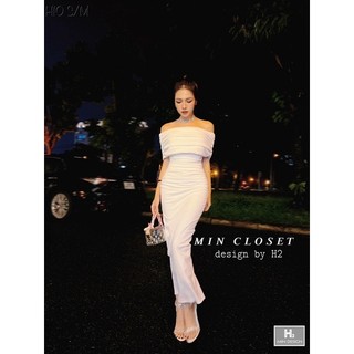 Pass đầm body trễ vai màu trắng mặc 1 lần