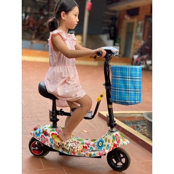 XE ĐIỆN MINI SCOOTER XE 8 INCH TẶNG GIỎ VÀ GHẾ PHỤ