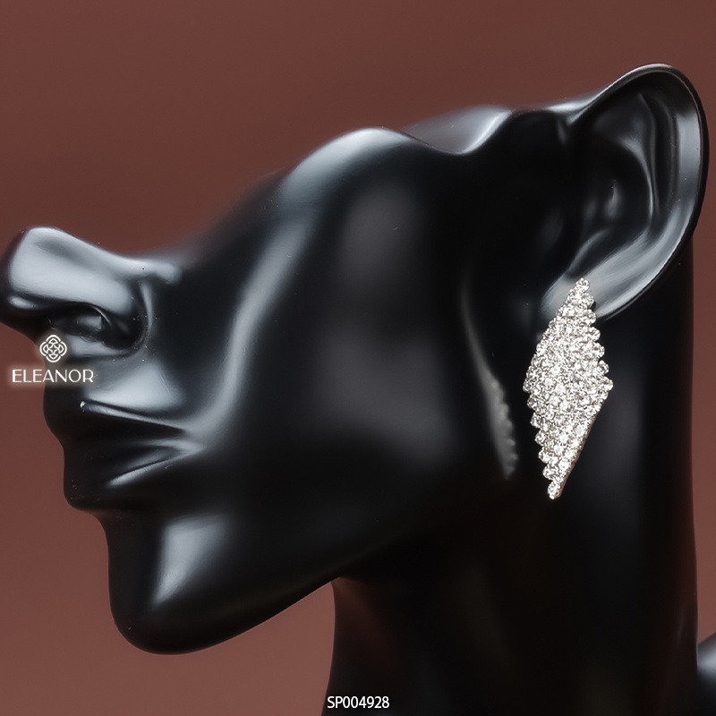 Bông tai nữ chuôi bạc 925 Eleanor Accessories đính đá hình thoi dài phụ kiện trang sức 4928
