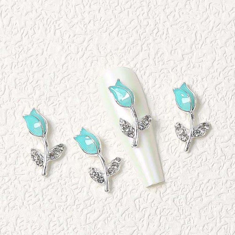 JARRED Phụ Kiện Trang Trí Móng Tay Hình Hoa Tulip Bằng Hợp Kim Thời Trang