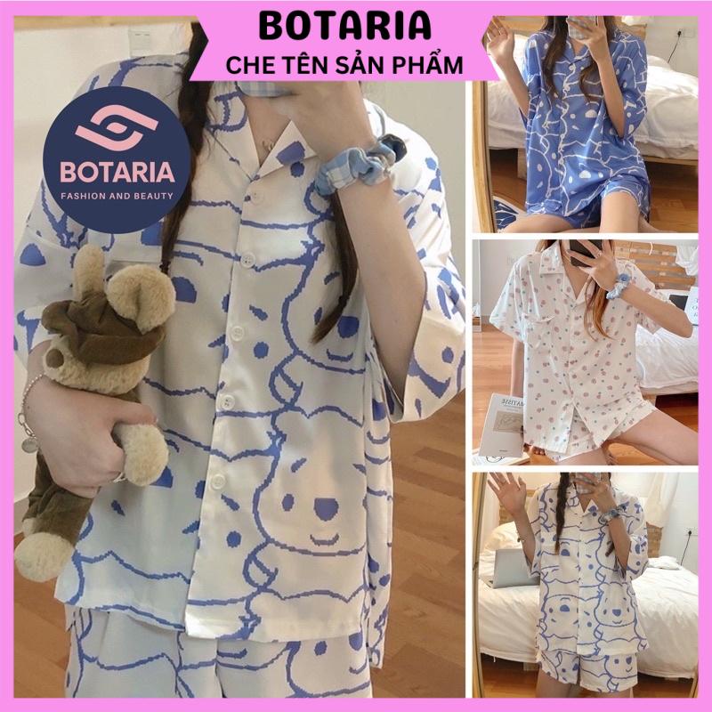 Bộ Đồ Ngủ Pijama Hoạ Tiết Cute Vải Kate Thái, Bộ Mặc Nhà Dễ Thương Botaria