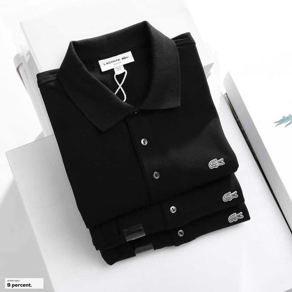 Áo Thun Nam, Áo Polo Nam Lacoste Có Cổ Vải Côtton Cao Cấp. Mẫu mới 2022 Đen