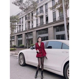 Váy nhung cổ V cúc ngọc LT88