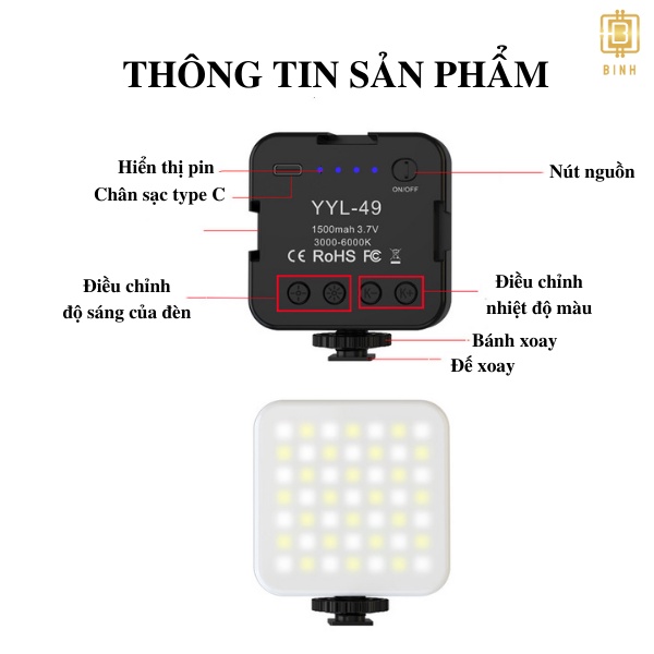 Đèn Led Quay Phim Video Mini Livestream DSLR YYL-49