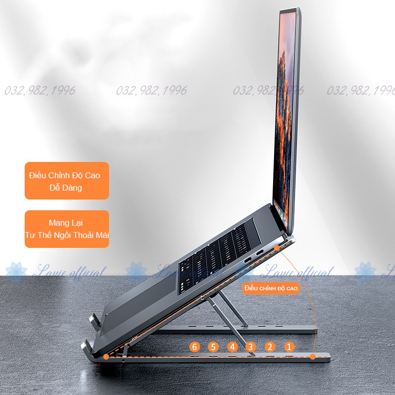 Giá Đỡ Laptop - Giá Kê Laptop Bằng Nhôm Điều Chỉnh Độ Cao, Màu Sắc Sang Trọng Có Thể Gấp Gọn Bàn Laptop Tản Nhiệt