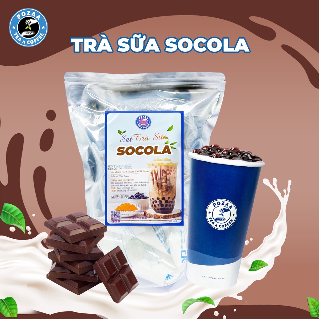 Set trà sữa POZAA tự pha vị socola thơm ngon đậm đà dễ làm thành phẩm 20 ly