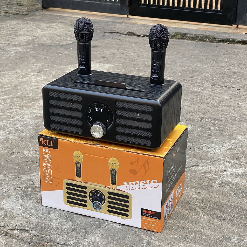 Loa Karaoke Bluetooth KEI K07 Có LCD Kèm Hai Micro Không Dây Âm Thanh Lớn Hát Hay -SGT-