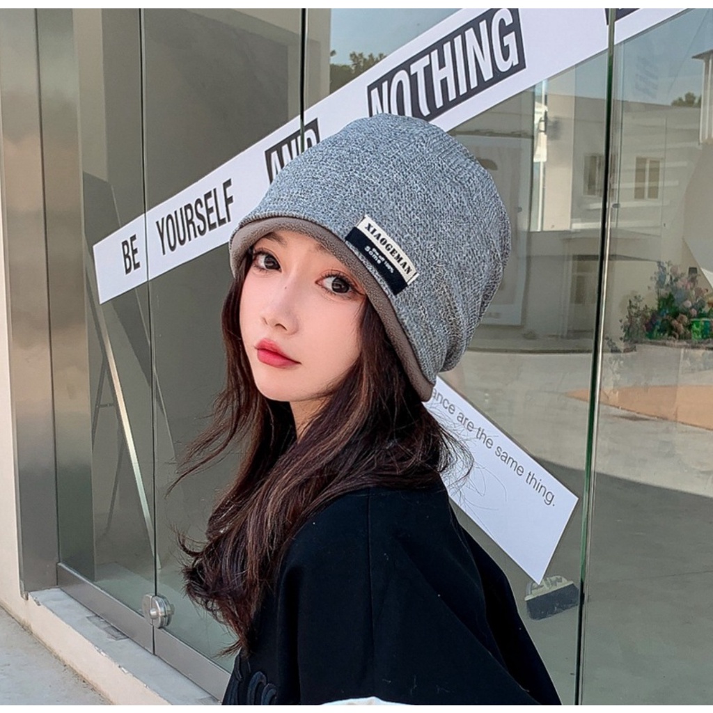 Mũ tạo kiểu kiêm khăn ống đa năng bo viền thời trang tiện lợi phong cách hàn quốc