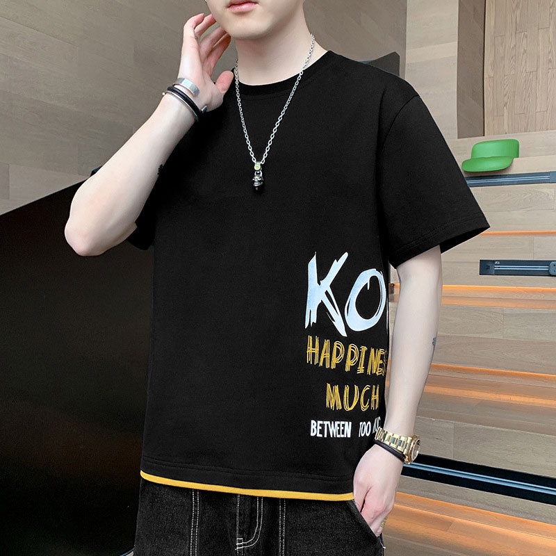 Áo Thun Tay Ngắn Dáng Rộng Vải Lụa Mát Thời Trang Hè Trẻ Trung Cho Nam