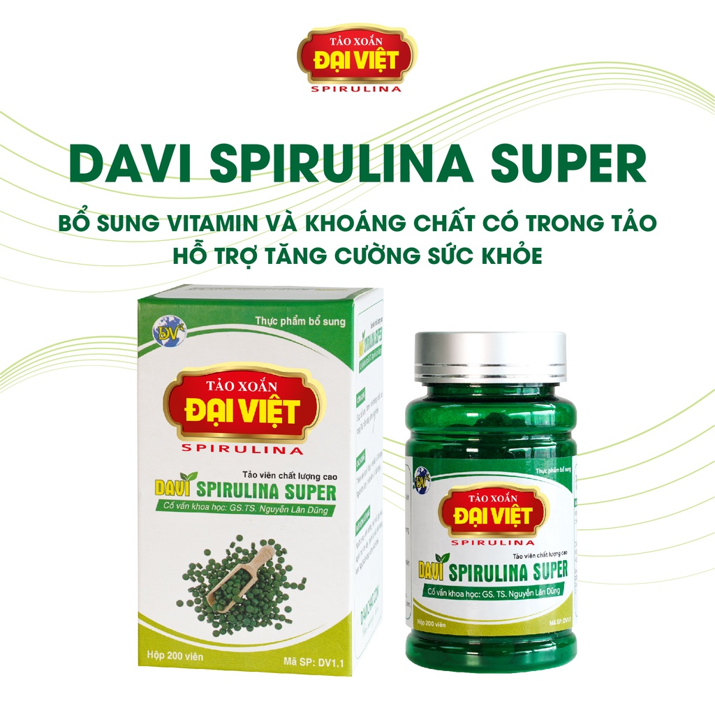 Tảo Xoắn Đại Việt Davi Super Tảo Viên Hỗ Trợ Tăng Cường Sức Khỏe Bổ Sung Vitamin