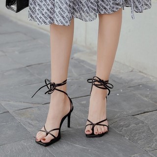 Sandal quai dây gót nhọn 9 phân,dây cột dài bigsize