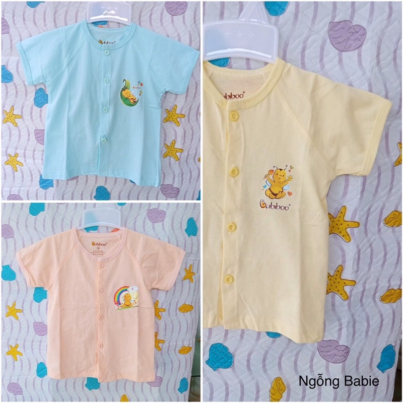 Áo thun cotton màu cài vai/cài giữa cho bé trai/gái