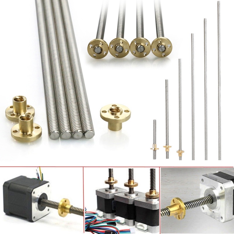 Bộ Trục Ren 8mm Acme Bằng Thép Không Gỉ + Đai Ốc T8 Cho Máy In 3D CNC