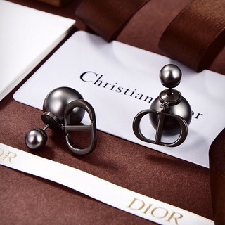 Dior Bông tai ngọc trai đen CD Hoa tai thời trang nữ khuyên tai