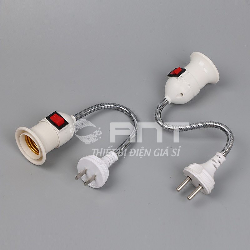 Đui đèn lò xo E27 liền công tắc phích cắm