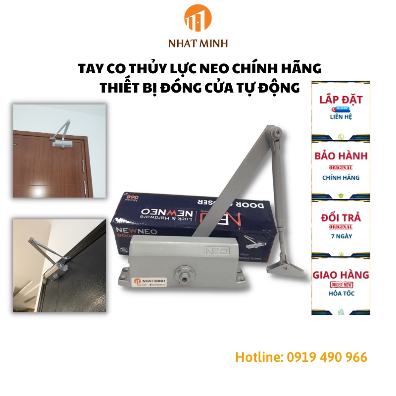 Tay Co Thủy Lực NEO 068 Loại Có Điểm Dừng và Không Điểm Dừng Bản Lề Đóng Cửa Tự Động Chính Hãng Chống Va Đập An Toàn