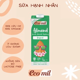 Sữa Hạt Hạnh Nhân Nguyên Chất Hữu Cơ Ecomil (1L) - Organic Almond Milk Orginal (1L)