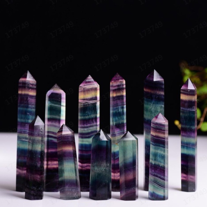Đá Fluorite Minaret Phong Thủy Màu Sắc Tự Nhiên Hình Lục Giác Reiki Chakra Wicca Dùng Trang Trí Nhà Cửa