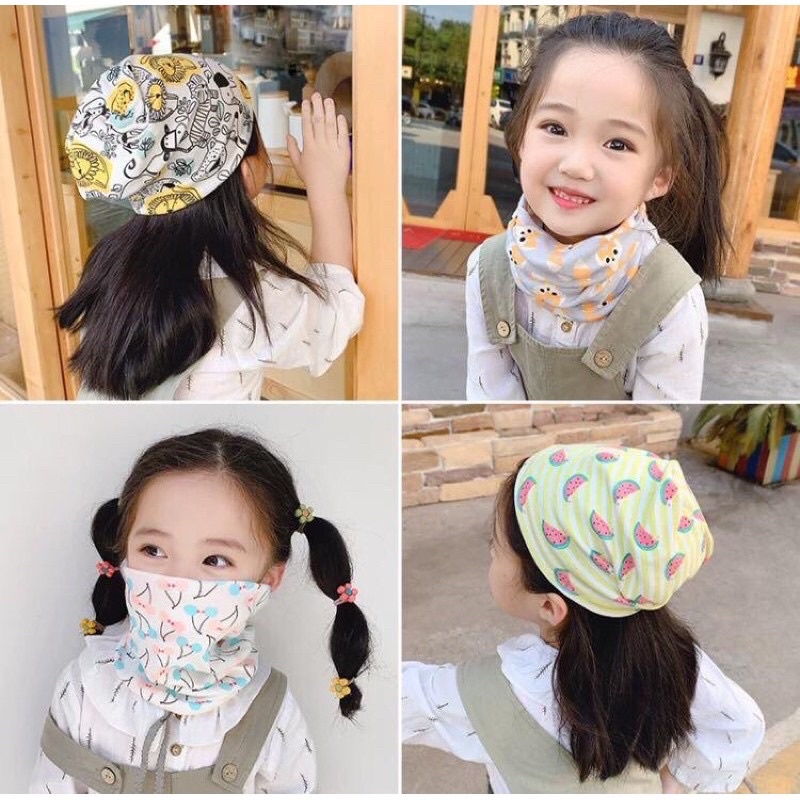 Bonstore CHỌN MẪU Khăn ống cotton  đa năng bảo vệ cổ họng phòng ho cho bé khăn quàng cổ cho bé