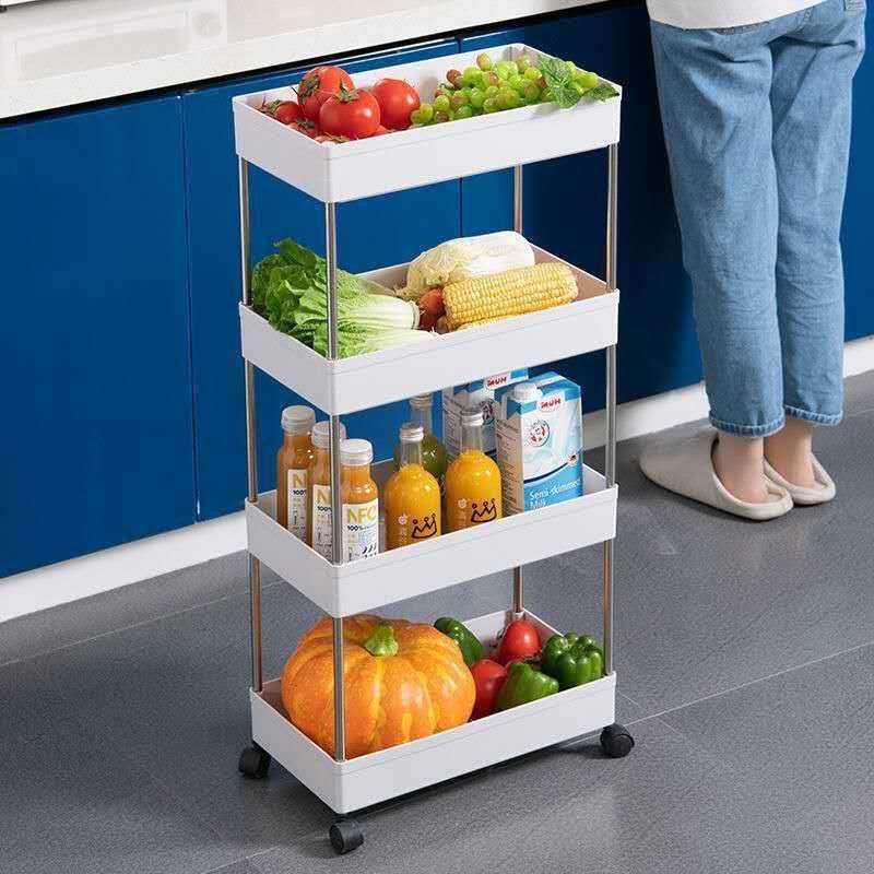Kệ 4 Tầng Khung Inox Đựng Đồ Đa Năng Có Bánh Xe