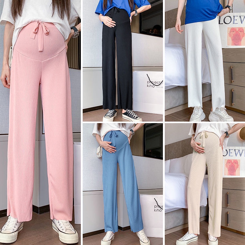 Quần Dài Ống Rộng Bằng Lụa Mát Thời Trang Dành Cho Bà Bầu