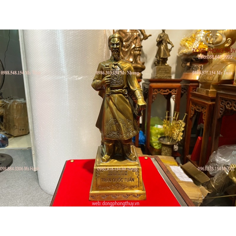 TƯỢNG TRẦN HƯNG ĐẠO - TƯỢNG TRẦN QUỐC TUẤN CAO 30CM BẰNG ĐỒNG NGANG 11CM SÂU 12CM NẶNG 2,4KG