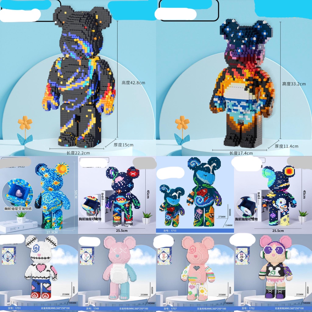 (Có sẵn) Mô Hình Lắp Ráp BEARBRICK 45-50cm - tặng búa lắp ráp