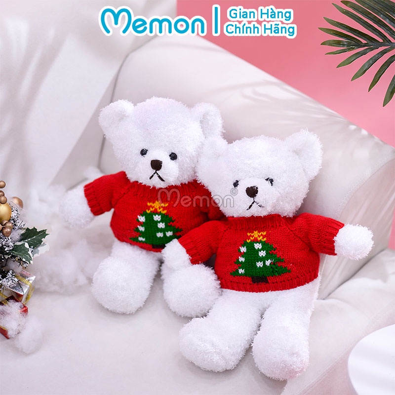 Gấu Bông Teddy Head Tales Trắng Áo Đỏ Giáng Sinh Noel Cao Cấp Memon
