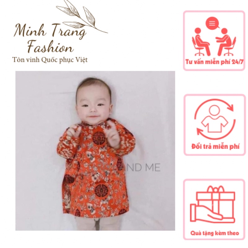 ÁO DÀI CÁCH TÂN BÉ TRAI GẤM ĐỒNG XU DÀY ĐẸP