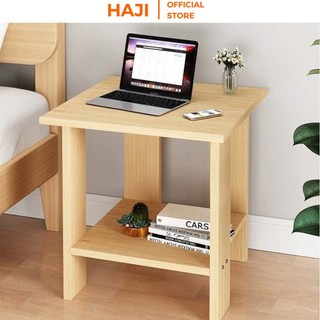 Tab đầu giường HAJI đa năng, Bàn trà 2 tầng nhỏ gọn phong cách Vintage phù hợp với mọi không gian hiện đại A23