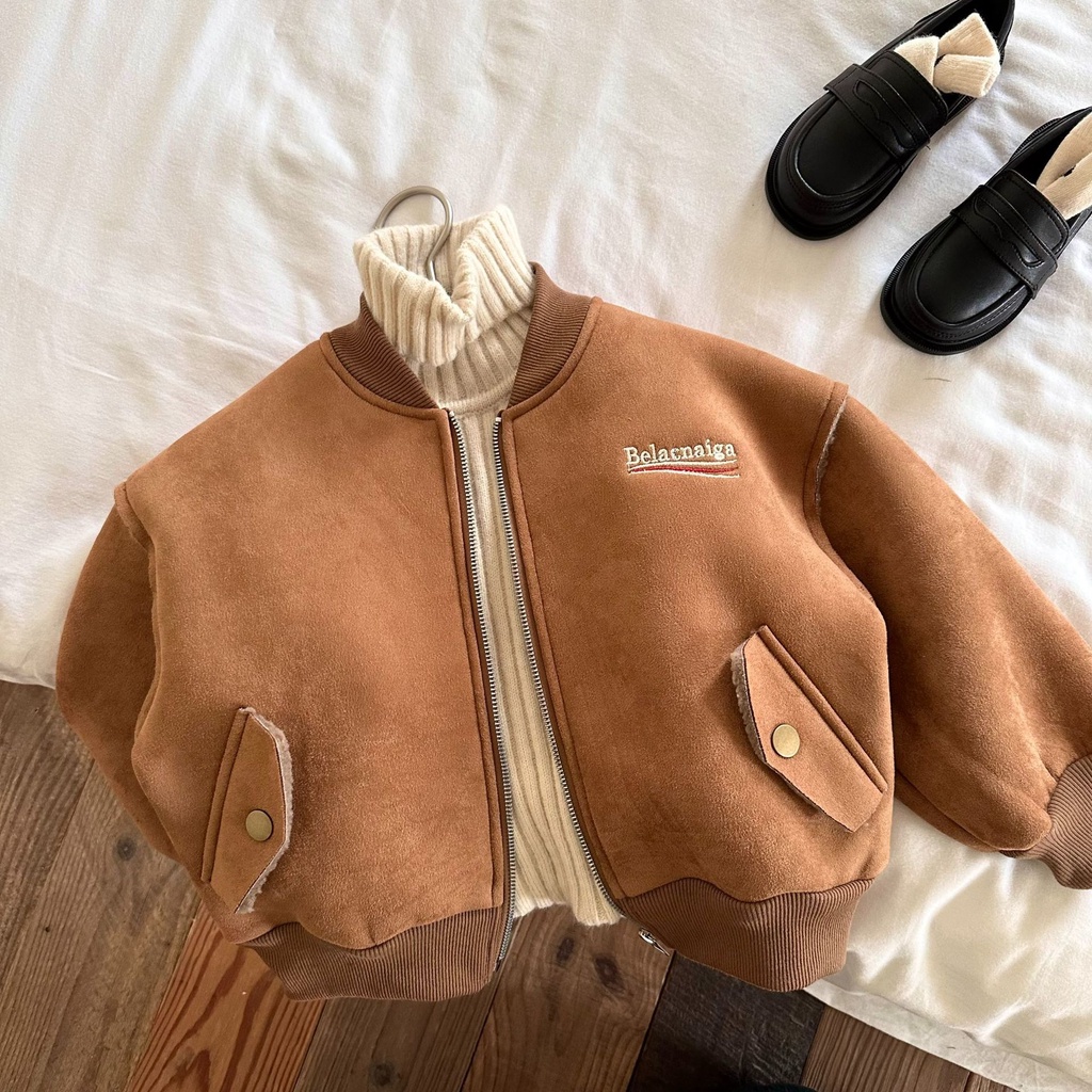 Hàng Mới Về Áo Khoác Bóng Chày Dày Giữ Ấm Có Khóa Kéo Thêu Họa Tiết Thời Trang Thu Đông Hàng Mới Dành Cho Trẻ Em