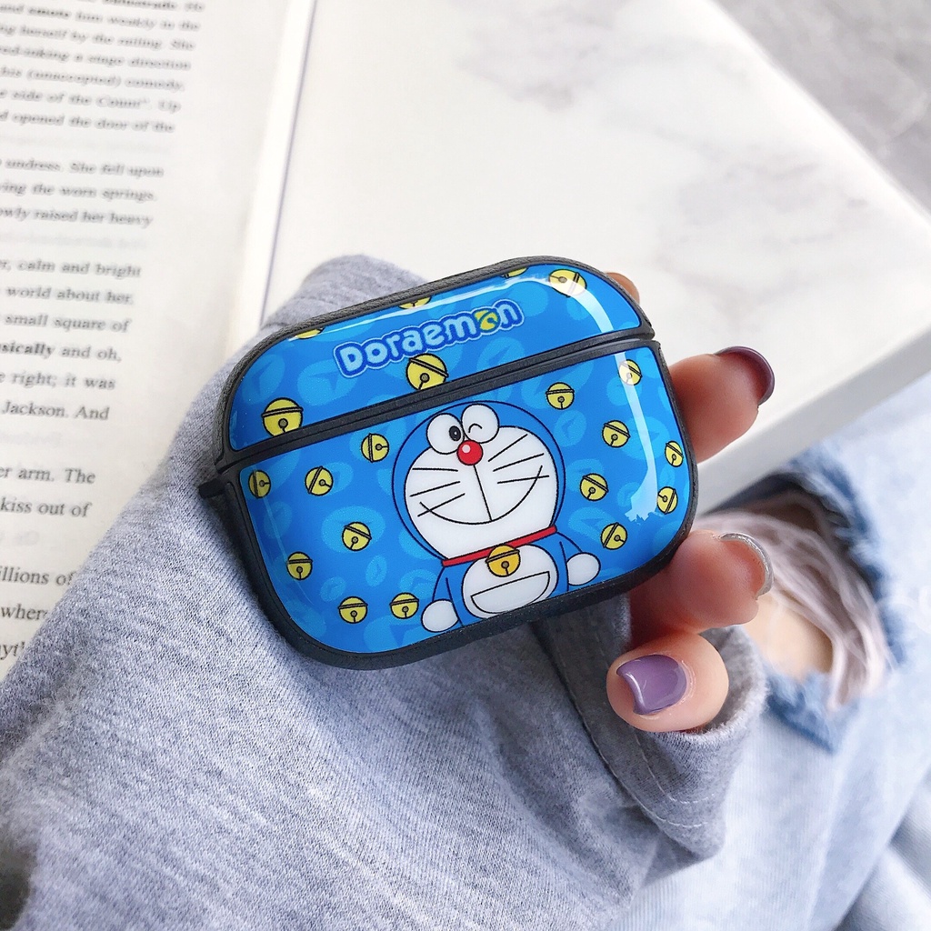 Vỏ Bảo Vệ Hộp Sạc Tai Nghe AirPods Pro 1 2 3 Pro 2 Bằng TPU PC Họa Tiết Hoạt Hình Doremon Dễ Thương Chống Rơi Kèm Móc