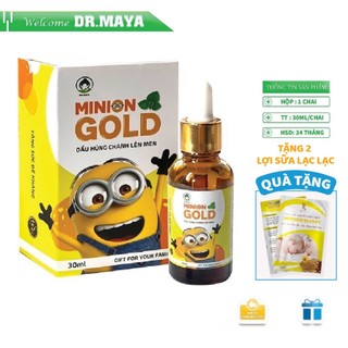 Dầu húng chanh MINION GOLD hỗ trợ phòng ngừa nghẹt mũi sổ mũi, ho khàn ở trẻ nhỏ chai 30ml