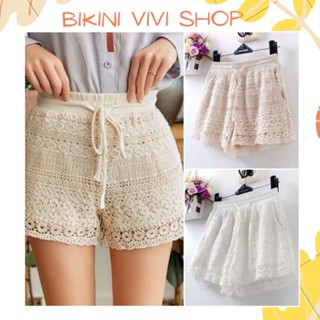 Bikini Ren Đi Biển, Quần Sooc Len Hoa Nhí Quảng Châu 2 Lớp, Quần Bơi Nữ Lẻ [Kèm Ảnh Thật]