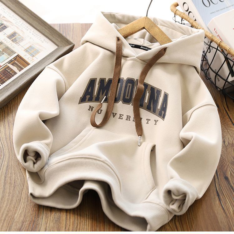 Áo Hoodie Vải Lông Cừu Dáng Rộng In Họa Tiết Đa Năng Thời Trang Thu Đông Cho Nam