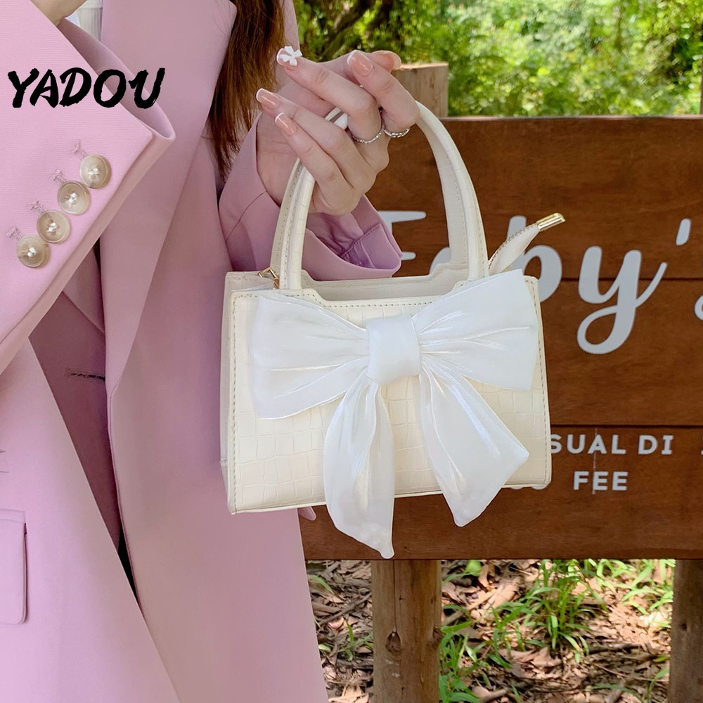 Túi xách YADOU đeo vai hình vuông cỡ nhỏ đính nơ thời trang cho nữ