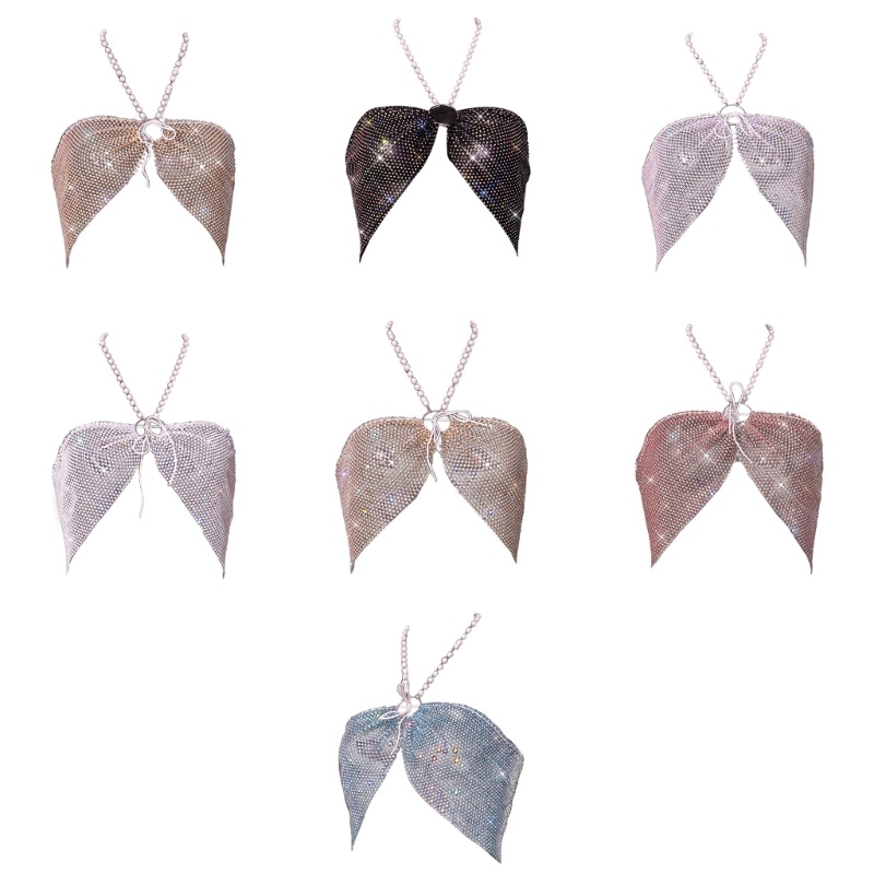 Áo Ngực Dây Xích Đính Ngọc Trai Kim Cương Giả Lấp Lánh Cho Nữ