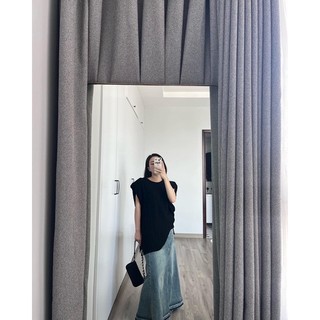Áo len độn vai / chân váy bò