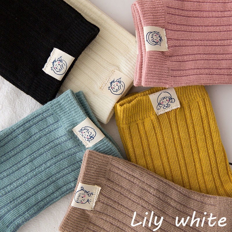 Set 5 Đôi Vớ Cotton Màu Trắng Dễ Thương Phong Cách Nhật Bản Cho Nữ