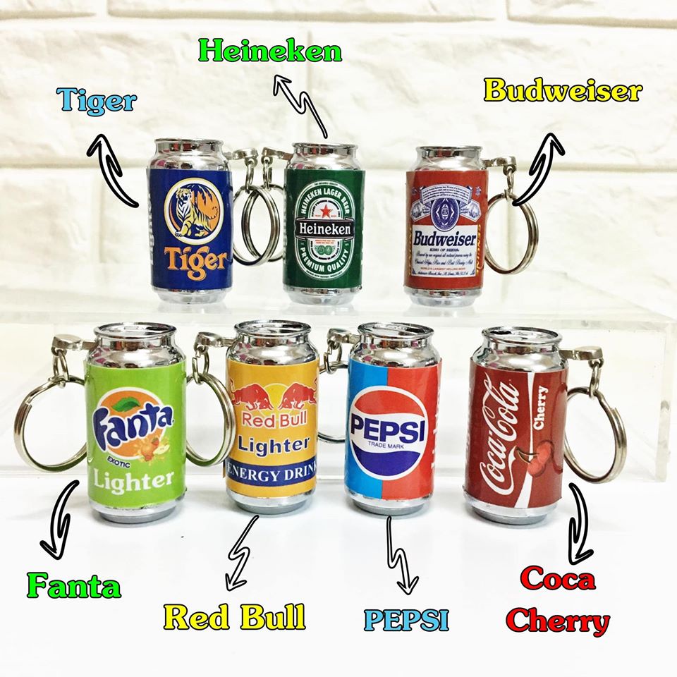 QUÀ TẶNG - 𝐇𝐨̣̂𝐩 𝐐𝐮𝐞̣𝐭 𝐁𝐚̣̂𝐭 𝐋𝐮̛̉𝐚 móc khóa hình lon nước mini các loại - HỎA TỐC