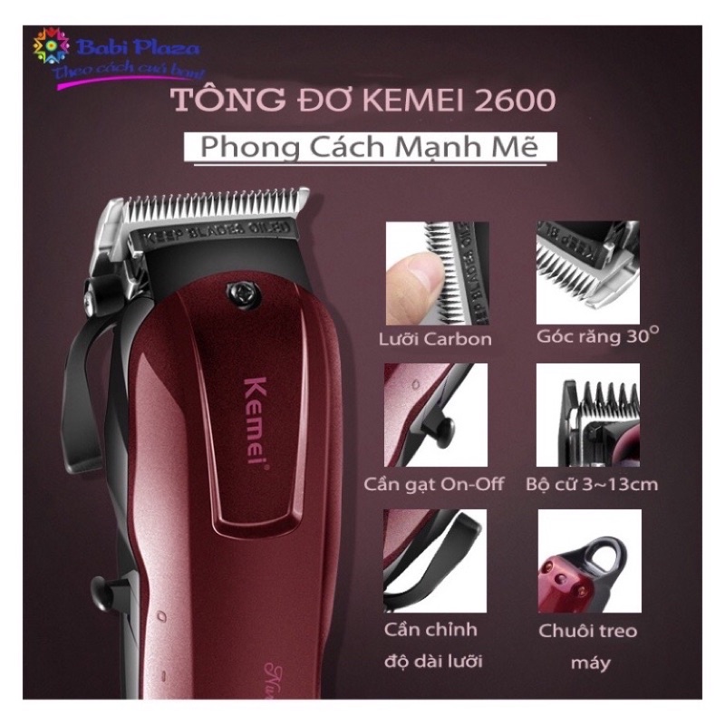 Tông đơ cắt tóc chuyên nghiệp không dây KEMEI -KM2600 -9W CÔNG SUẤT LỚN (LƯU Ý HÀNG BÊN MÌNH CỤC SẠC TO )