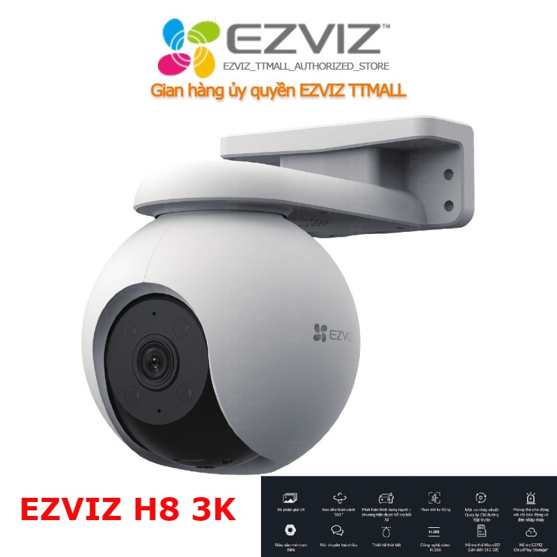 Camera WIFI ngoài trời siêu nét EZVIZ H8 2K 3K XOAY 360 ĐÀM THOẠI 2 CHIỀU, MÀU ĐÊM