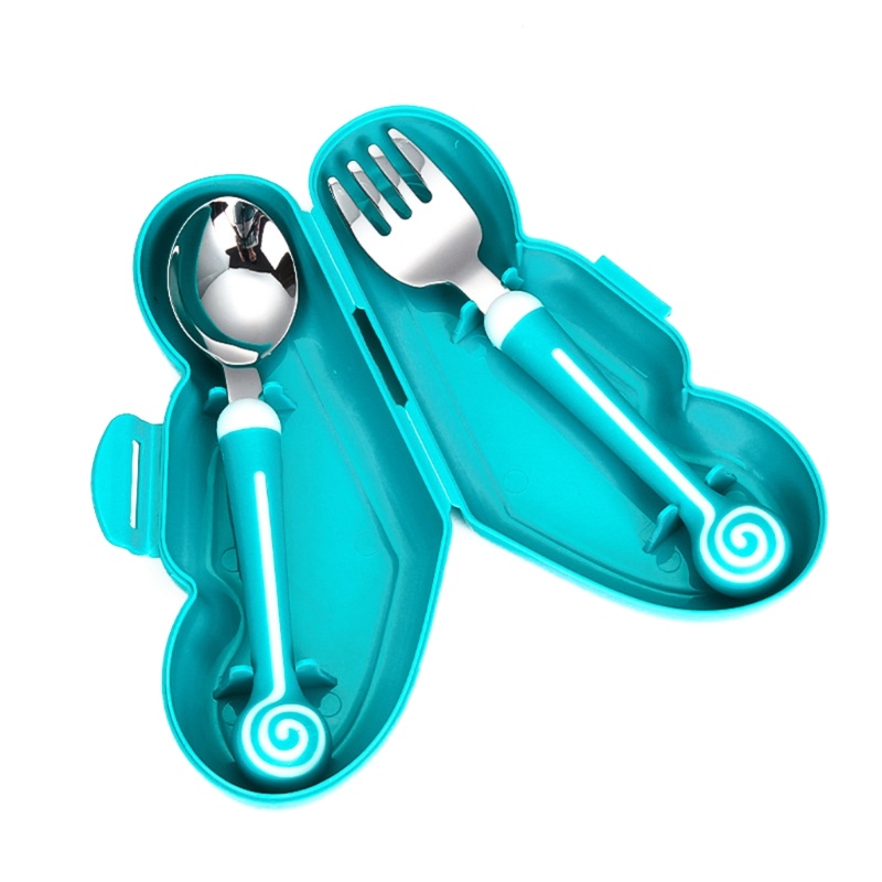 Bộ Muỗng Nĩa Bằng Thép Không Gỉ Cho Bé Tập Ăn