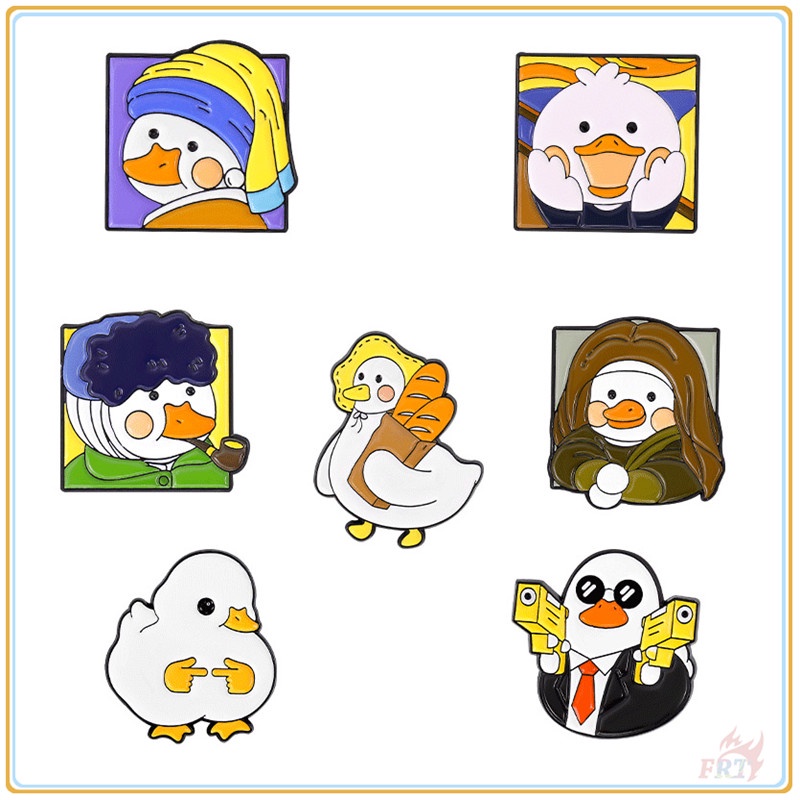 ★ Ghim Cài Áo Hình Vịt Nghệ Thuật Vui Nhộn ★ 1 Huy Hiệu Gài Áo Hình Tranh Van Gogh