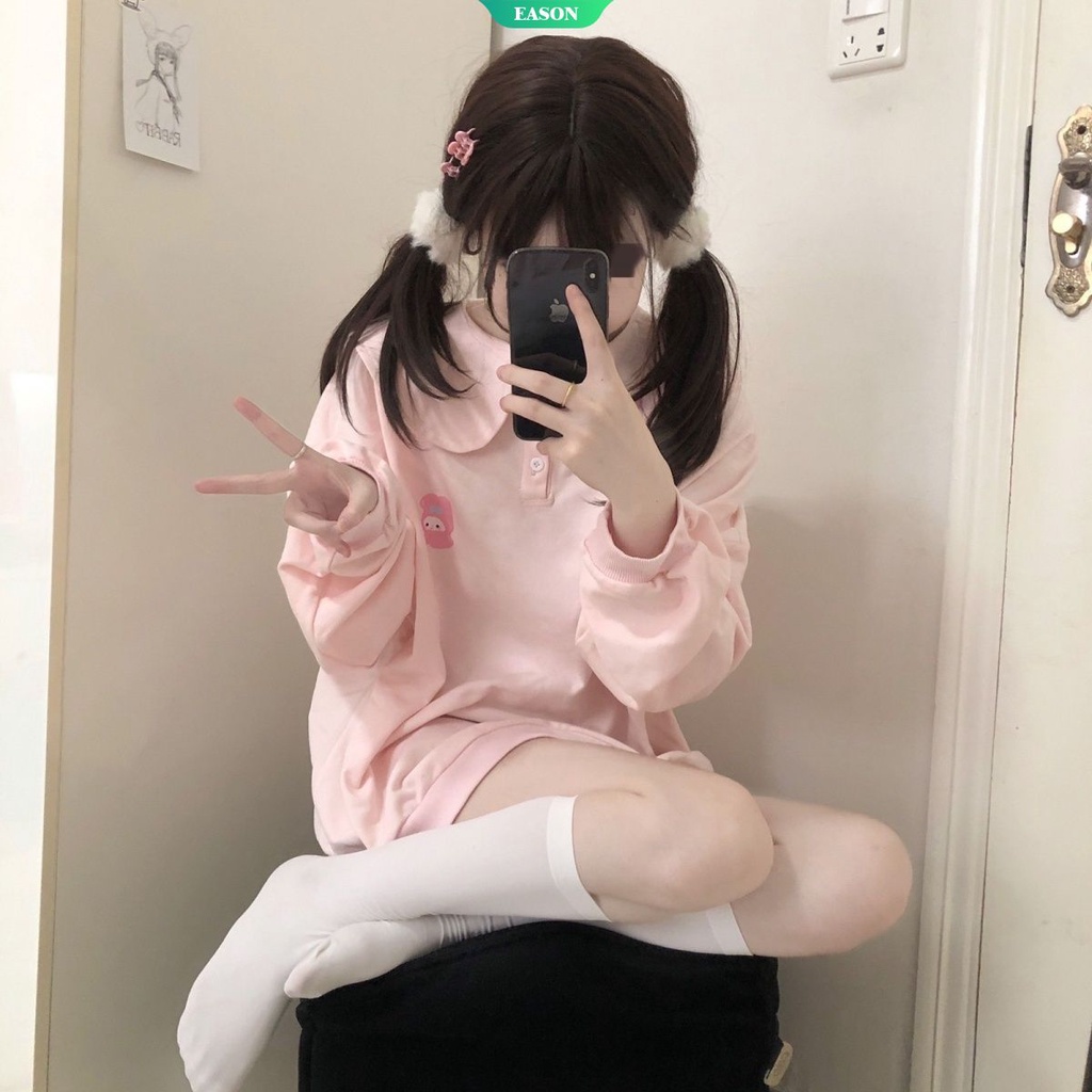 Áo Sweater Cổ Tròn Tay Dài Dáng Rộng In Hoạt Hình Sanrio Cinnamoroll Melody Kiểu Nhật Bản Thời Trang Thu Đông Cho Nữ