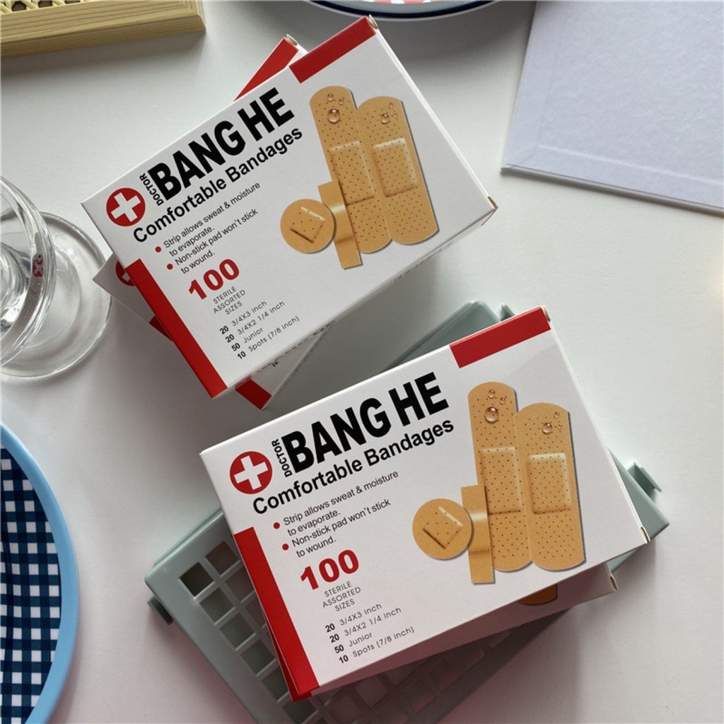 Hộp 100 miếng băng gạc y tế dán vết thương tiện lợi URGO AID