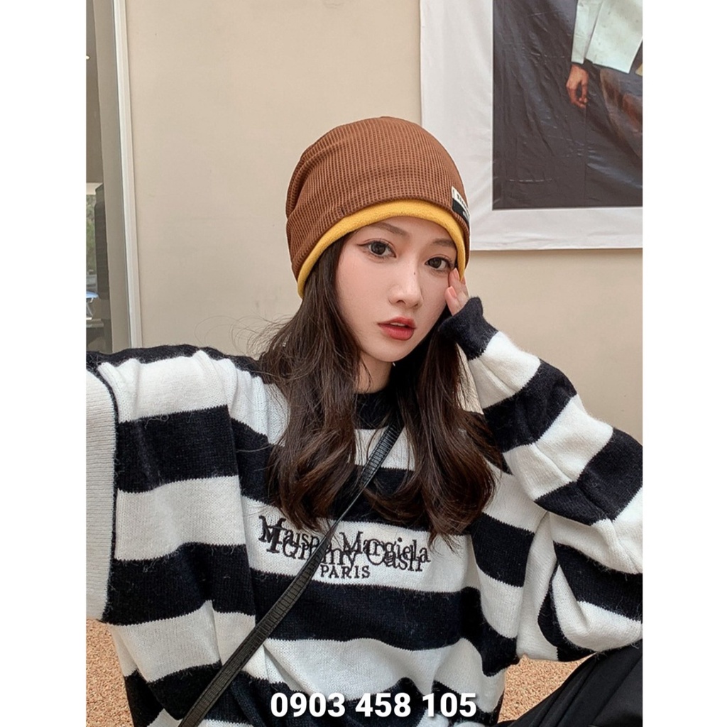 Mũ tạo kiểu kiêm khăn ống đa năng bo viền thời trang tiện lợi phong cách hàn quốc