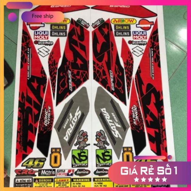 FREE SHIP + QUÀ TẶNG Tem rời xe Raider Fi báo đốm đỏ đen cao cấp