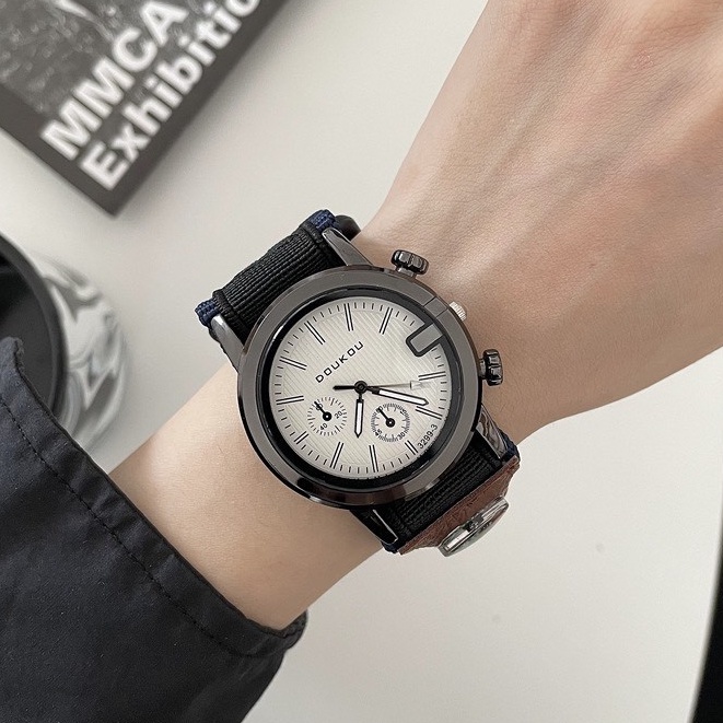 Đồng hồ Unisex Doukou dây vải dù kèm la bàn nhỏ phong cách quân đội