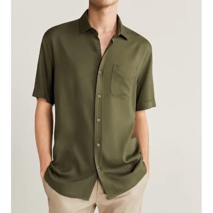 Áo sơ mi ngắn tay Mango authentic Regular fit FLOWY size XS